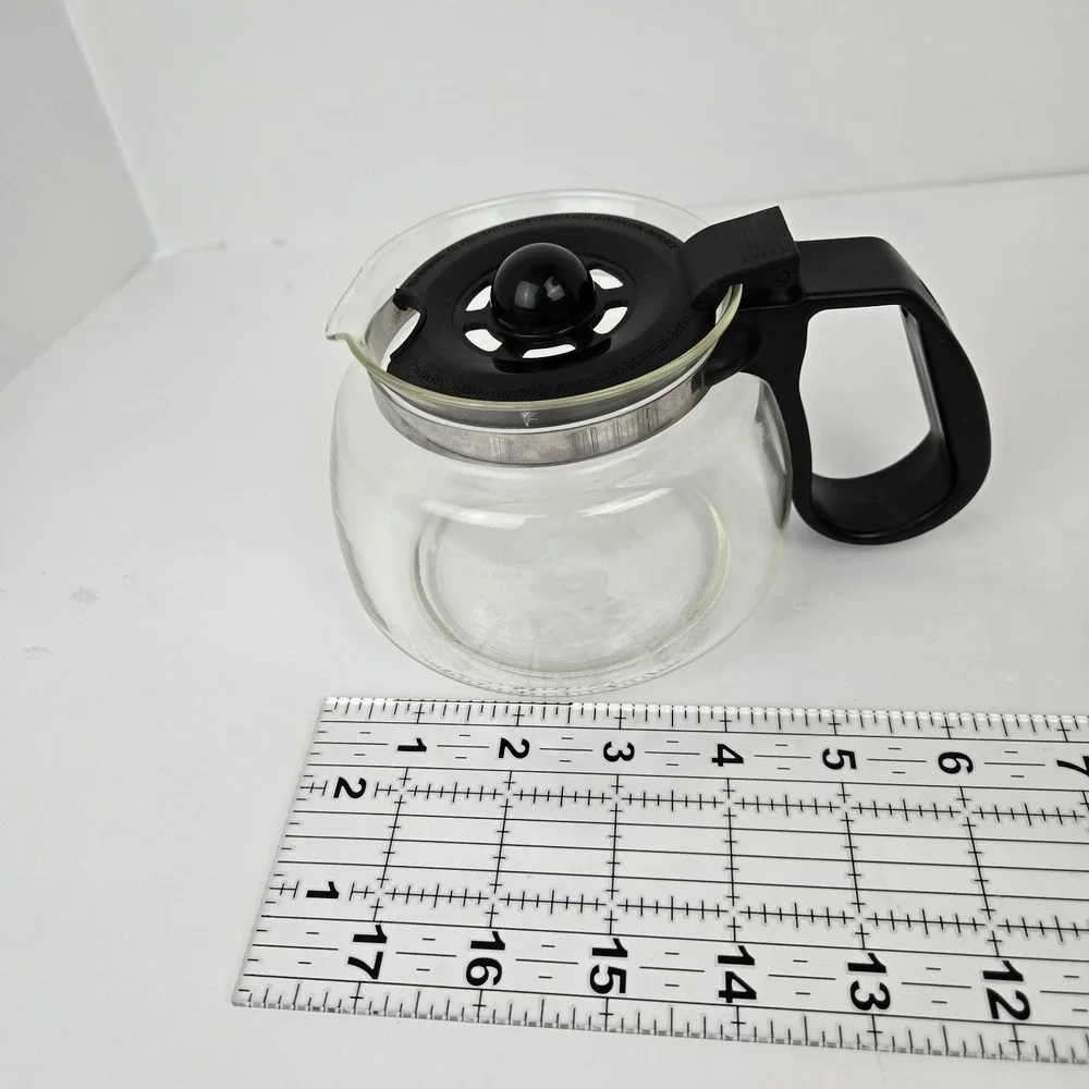 MR COFFEE 4‎ CUP GLASS REPLACEMENT POT CARAFE DECANTER BLACK Lid WITH Handle